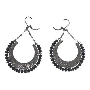 Blue Seed Bead Tassel Drop Earrings Long Fringe Statement Fashion Jewelry